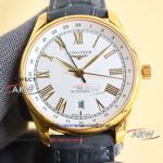 Replica Longines Master White Dial Gold Case Swiss Automatic Mechanical Leather Watch 